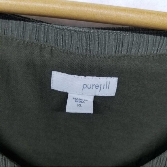 J. Jill Pure Jill Lagenlook Tank Dress XL Dark Olive Green Gauze Jersey layered - Picture 7 of 11